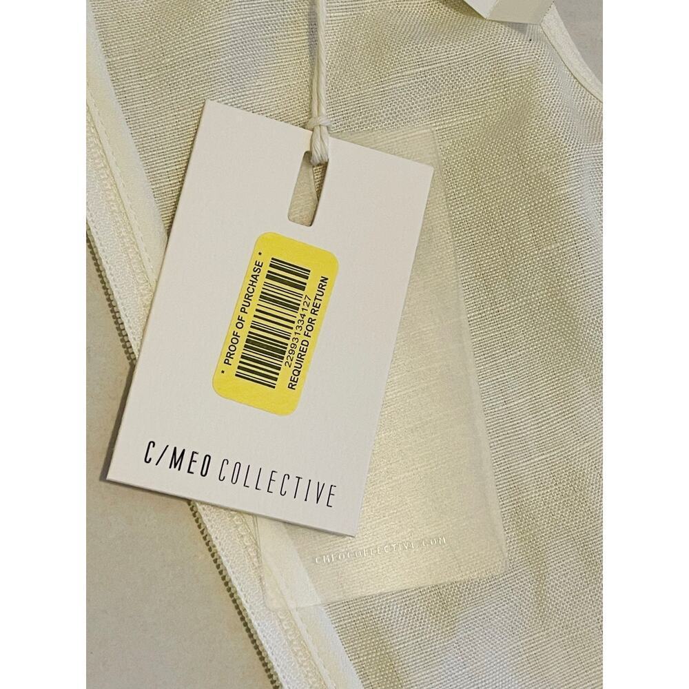 C/MEO Collective Linen Blend Cropped Ruffle Tank Blouse size S NWT Ivory - Picture 6 of 11